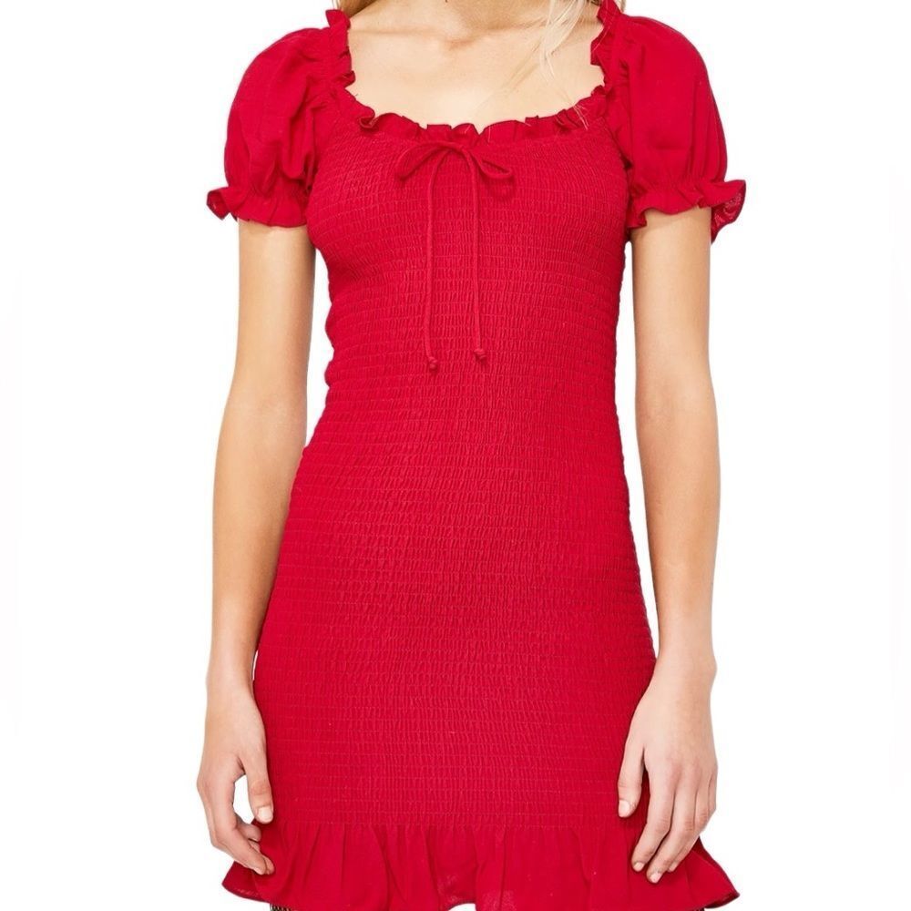 NWOT RARE Cotton Candy LA Red Bodycon Puffed Sleeve Dress Size Small